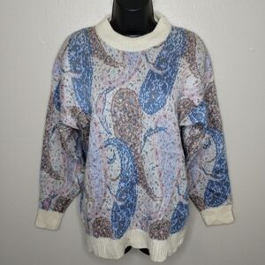 Vtg 80s 90s Tamaron Women's Medium Sweater Crew Neck Acrylic Pullover Multicolor